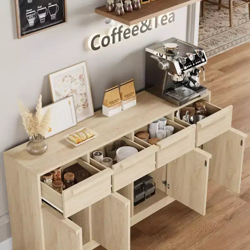 Sideboard Buffet Cabinet with 2/4 Drawers 31.5/62 Large Coffee Cabinet with Storage, Modern Storage Buffet Table for Kitchen & Dining Room