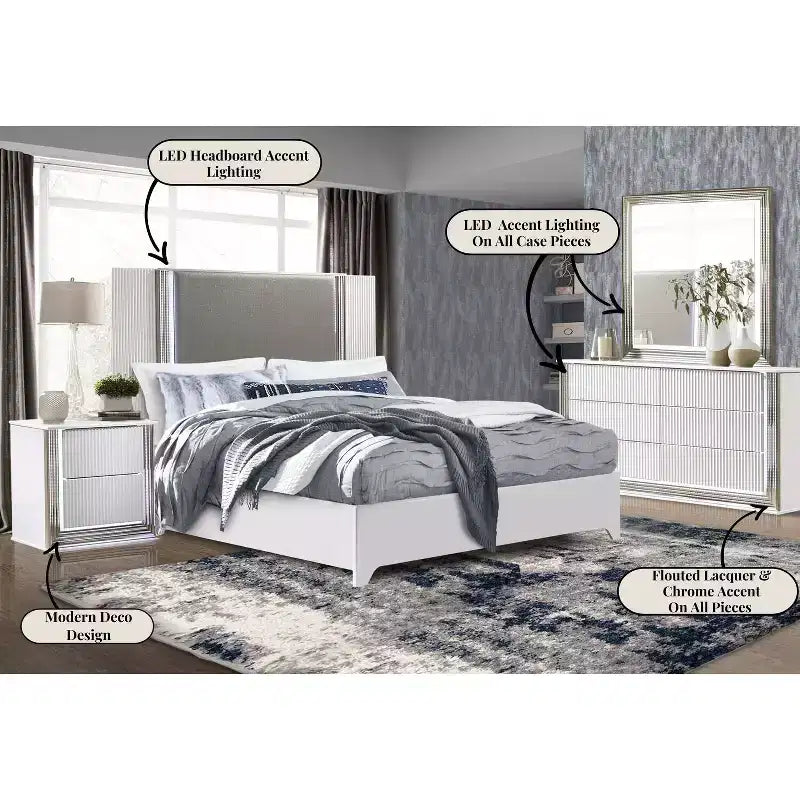 19 in.H MDF Vertical Dressers with 14 - Drawers in White Finish