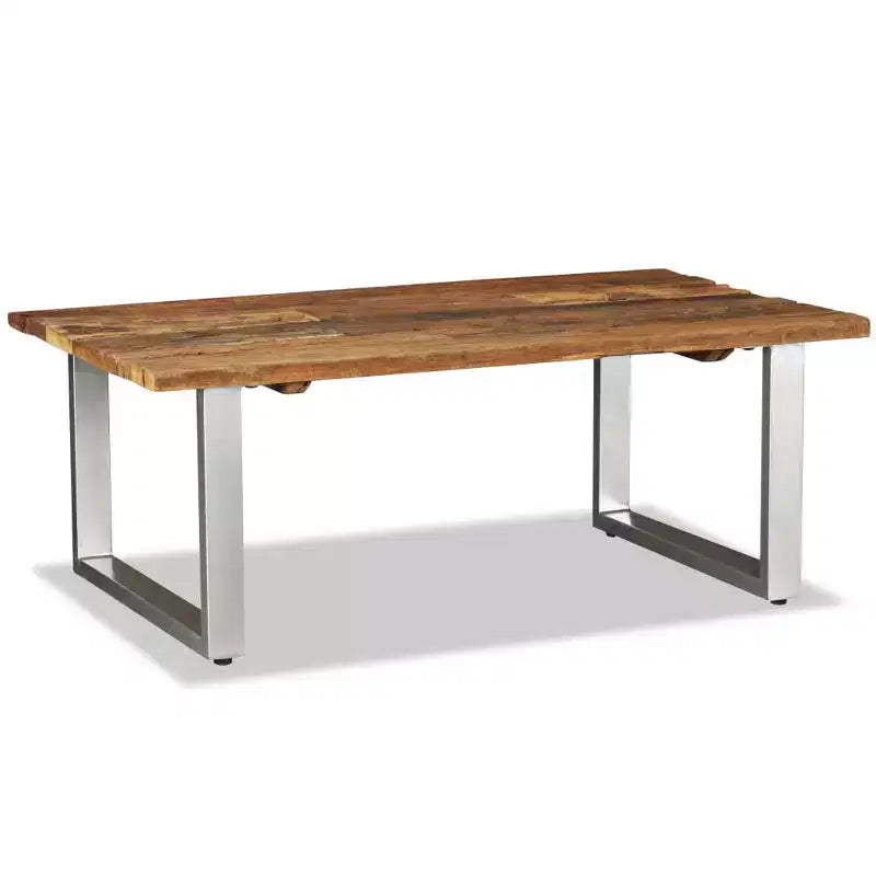 Coffee Table Multicolor Solid reclaimed wood and wrought iron