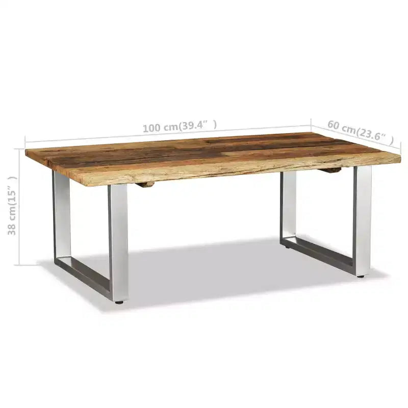 Coffee Table Multicolor Solid reclaimed wood and wrought iron