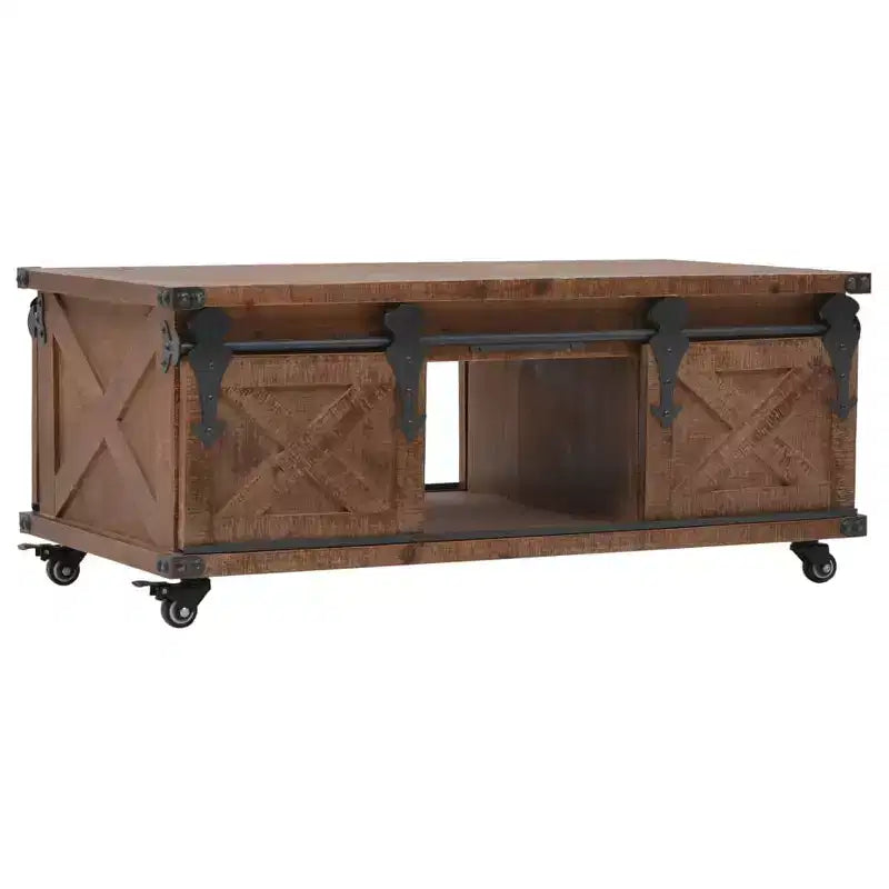 Coffee Table Brown Solid fir wood, MDF, steel 35.8 x 20.1 x 15.0 in