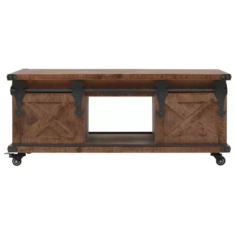 Coffee Table Brown Solid fir wood, MDF, steel 35.8 x 20.1 x 15.0 in