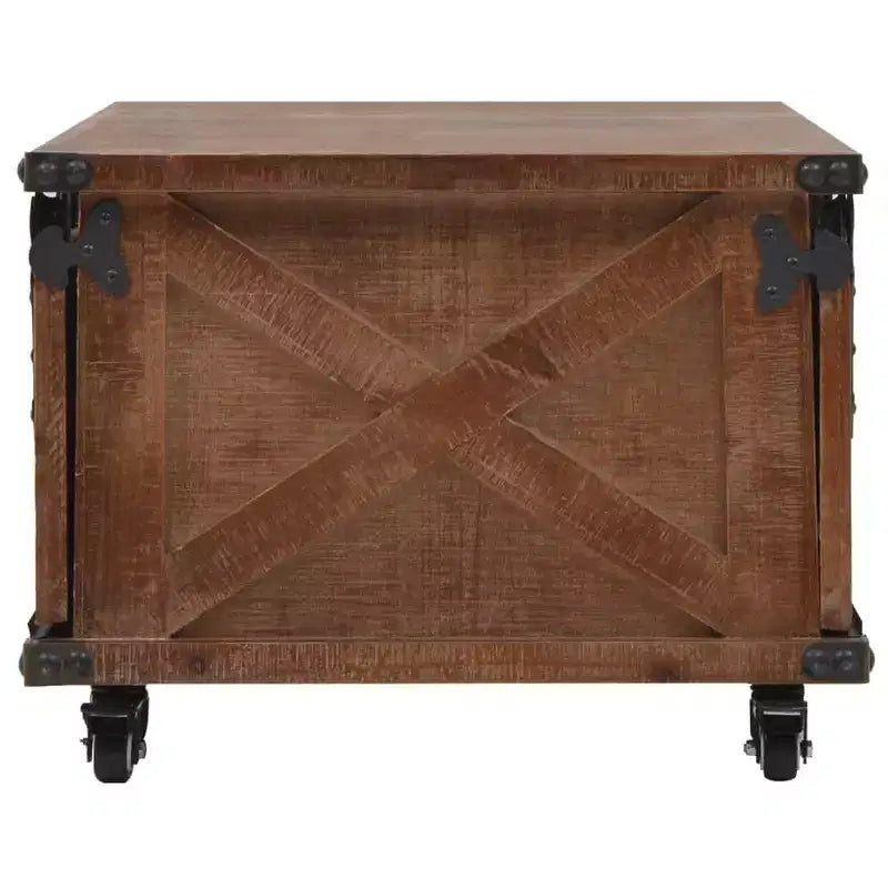 Coffee Table Brown Solid fir wood, MDF, steel 35.8 x 20.1 x 15.0 in
