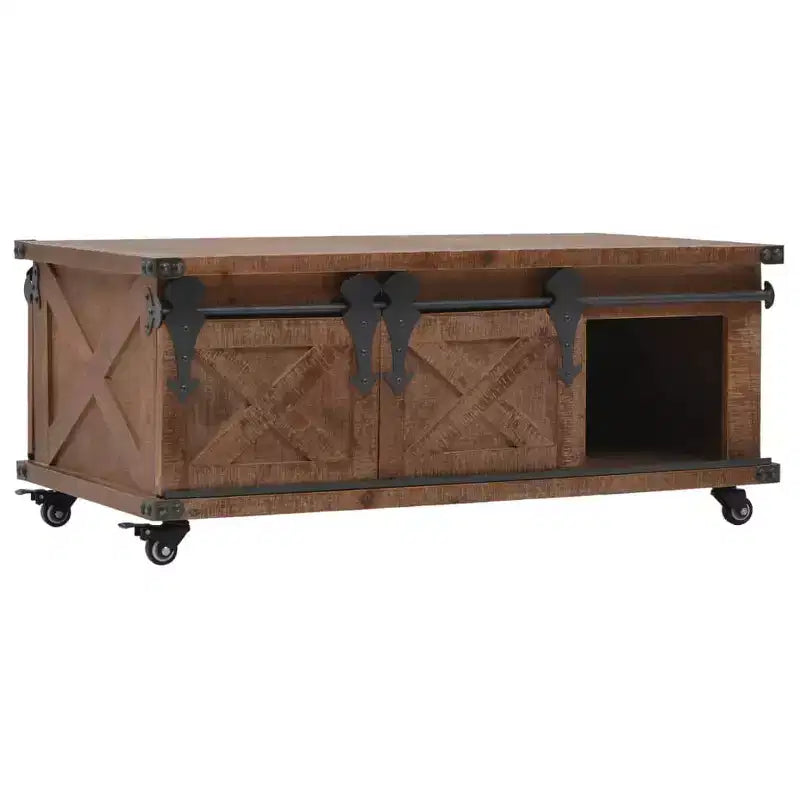 Coffee Table Brown Solid fir wood, MDF, steel 35.8 x 20.1 x 15.0 in