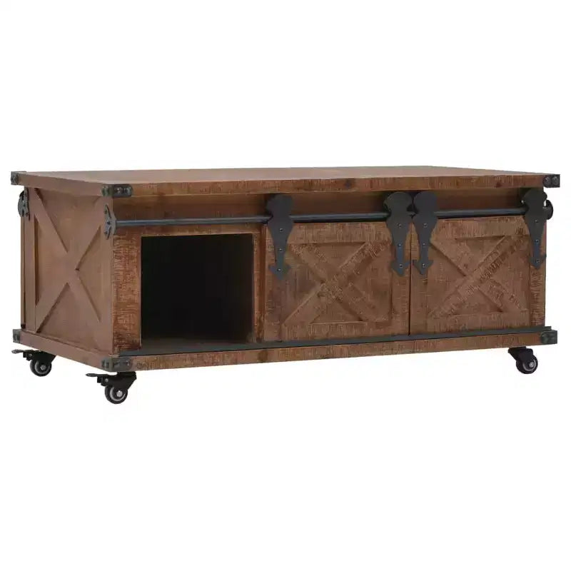Coffee Table Brown Solid fir wood, MDF, steel 35.8 x 20.1 x 15.0 in