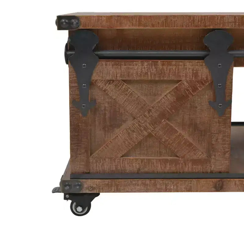 Coffee Table Brown Solid fir wood, MDF, steel 35.8 x 20.1 x 15.0 in