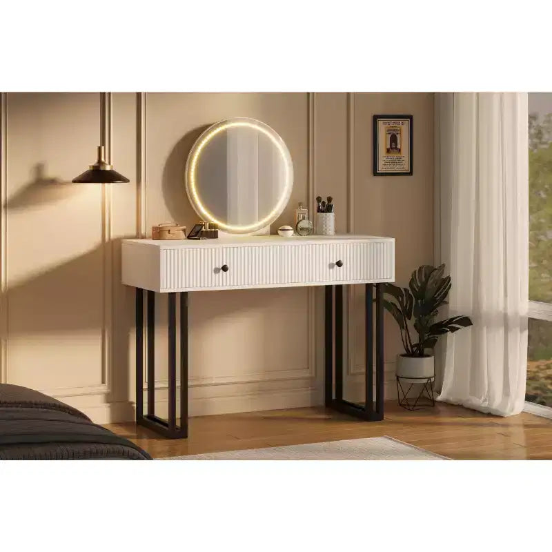 Vanity Desk with Mirror and Lights - 3 Colors LED Lights, Plenty of Storage Space, Modern Design, Quality Materials and Solid Construction