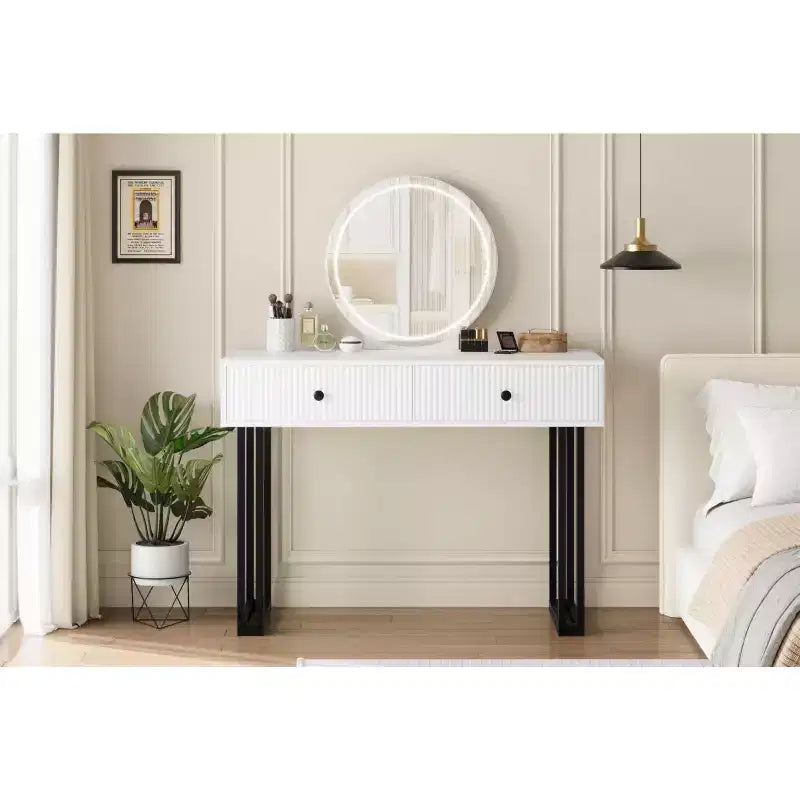 Vanity Desk with Mirror and Lights - 3 Colors LED Lights, Plenty of Storage Space, Modern Design, Quality Materials and Solid Construction