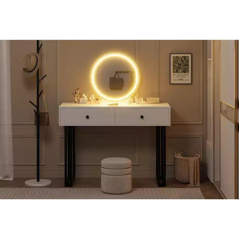 Vanity Desk with Mirror and Lights - 3 Colors LED Lights, Plenty of Storage Space, Modern Design, Quality Materials and Solid Construction