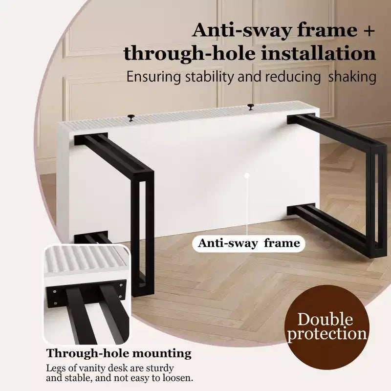 Vanity Desk with Mirror and Lights - 3 Colors LED Lights, Plenty of Storage Space, Modern Design, Quality Materials and Solid Construction