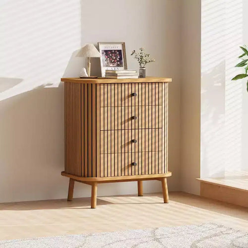 4 Drawer Dressers, Chest of Drawers for Bedroom, Nightstand, Spacious Storage Boho Wicker Dresser with Matte Black Handles and Wood Legs