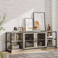 Industrial Farmhouse TV Stand with 2 Mesh Doors, Entertainment Center for 73-80 Inch TV, Sturdy Media Console with Adjustable Shelves, Storage Cabinet