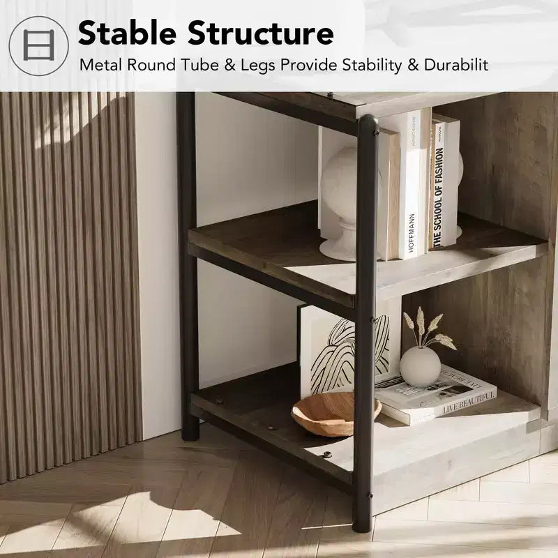 Industrial Farmhouse TV Stand with 2 Mesh Doors, Entertainment Center for 73-80 Inch TV, Sturdy Media Console with Adjustable Shelves, Storage Cabinet