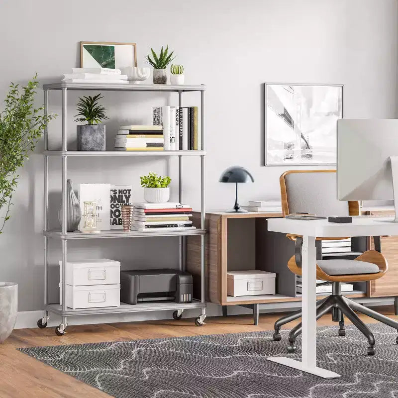 HOME 4-Tier Steel Shelving with Shelf Liners, 36 W x 14 D x 56.5 H