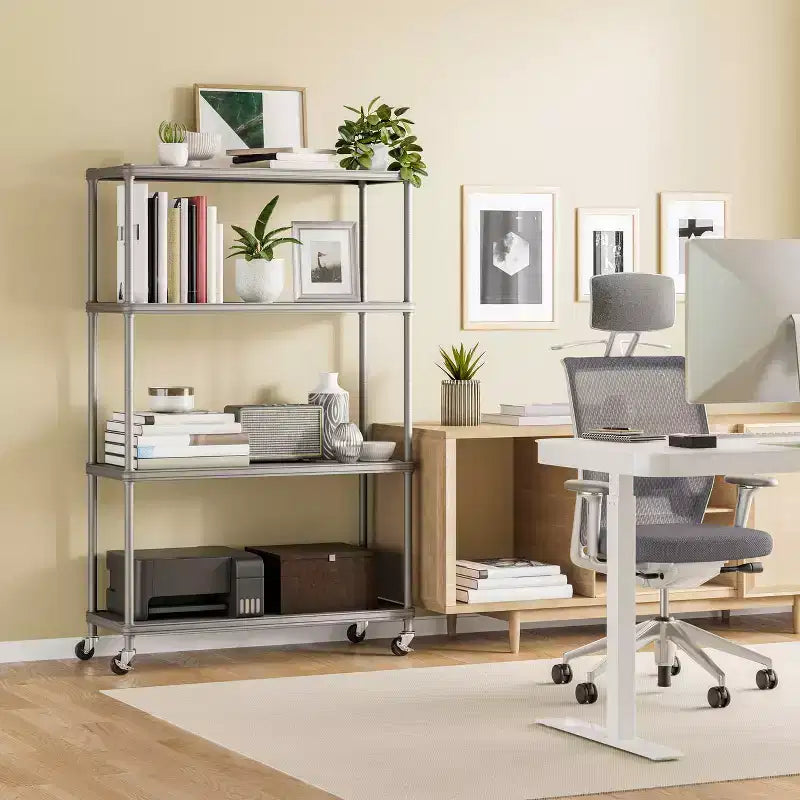 HOME 4-Tier Steel Shelving with Shelf Liners, 36 W x 14 D x 56.5 H