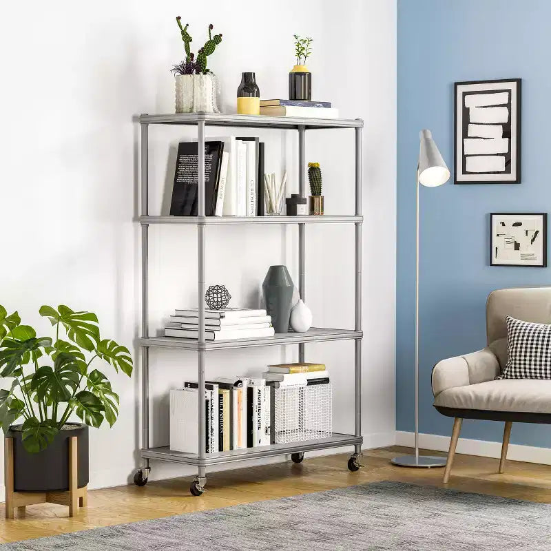 HOME 4-Tier Steel Shelving with Shelf Liners, 36 W x 14 D x 56.5 H