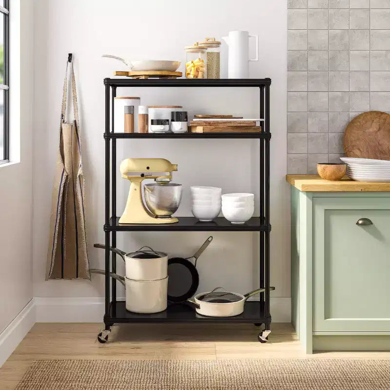 HOME 4-Tier Steel Shelving with Shelf Liners, 36 W x 14 D x 56.5 H