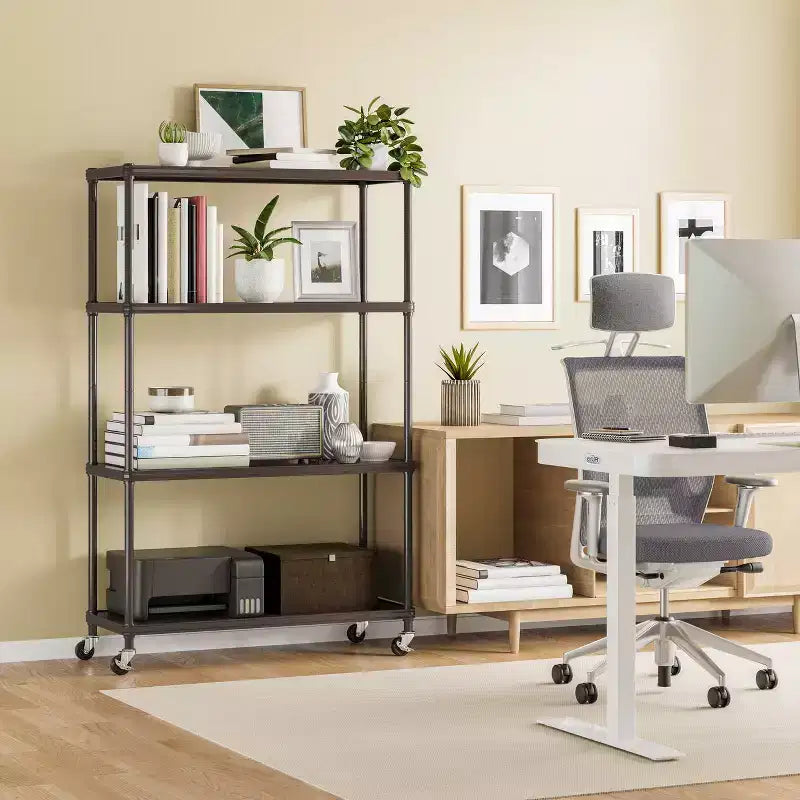 HOME 4-Tier Steel Shelving with Shelf Liners, 36 W x 14 D x 56.5 H