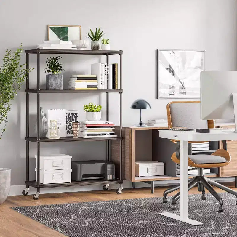 HOME 4-Tier Steel Shelving with Shelf Liners, 36 W x 14 D x 56.5 H