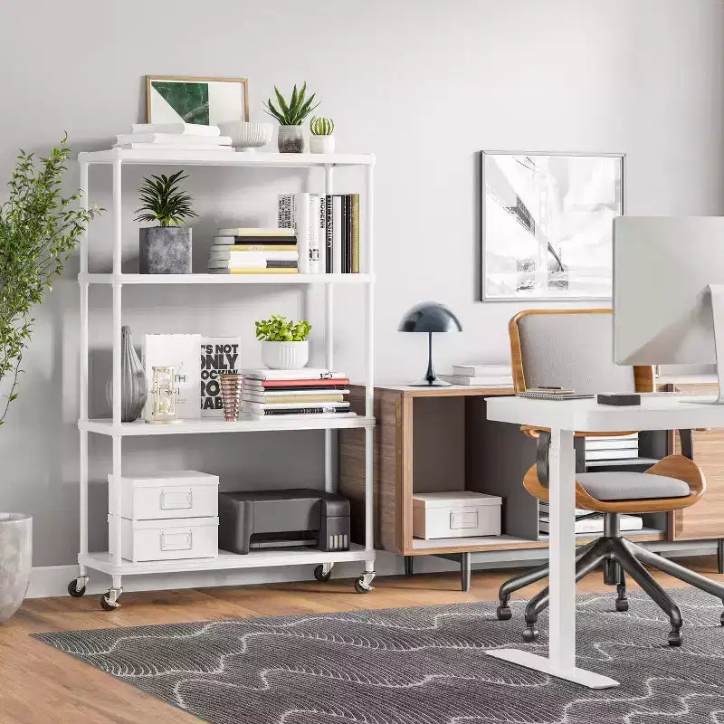 HOME 4-Tier Steel Shelving with Shelf Liners, 36 W x 14 D x 56.5 H