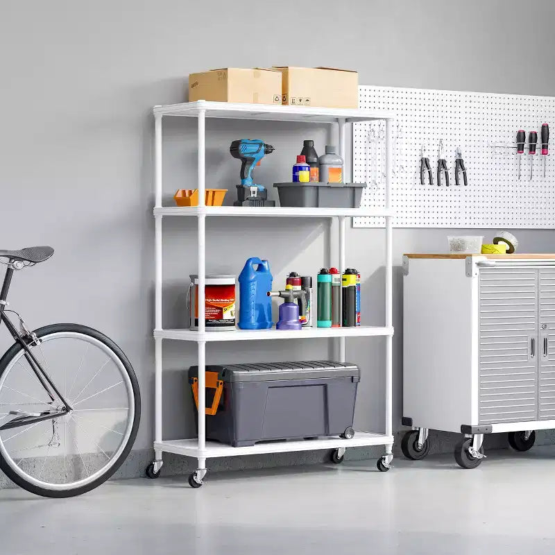 HOME 4-Tier Steel Shelving with Shelf Liners, 36 W x 14 D x 56.5 H