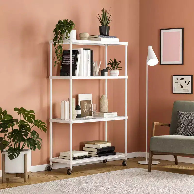 HOME 4-Tier Steel Shelving with Shelf Liners, 36 W x 14 D x 56.5 H
