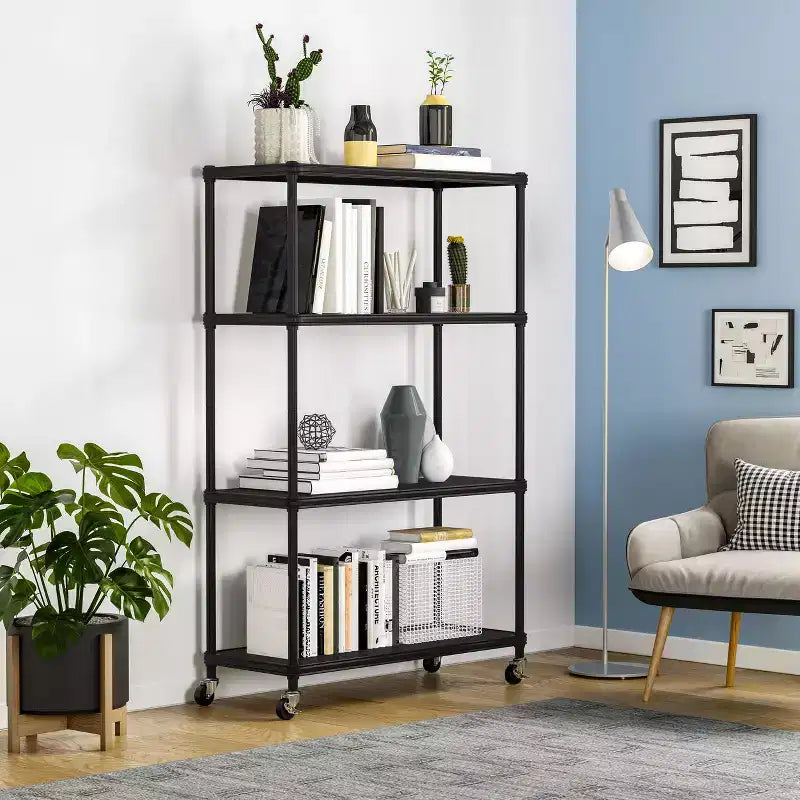 HOME 4-Tier Steel Shelving with Shelf Liners, 36 W x 14 D x 56.5 H