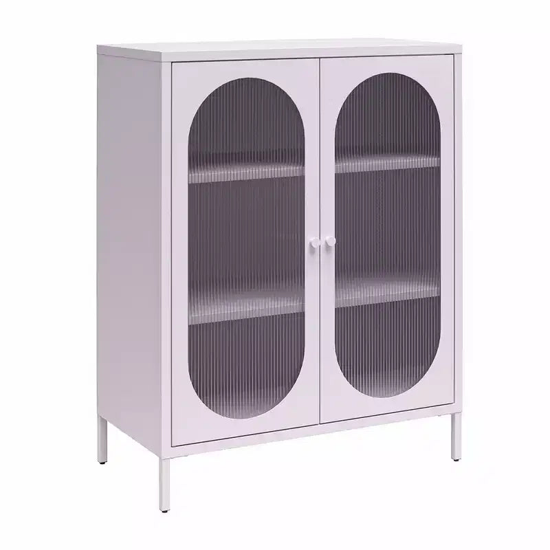 Dalton Modern 40 Metal and Glass Accent Cabinet with 2 Doors