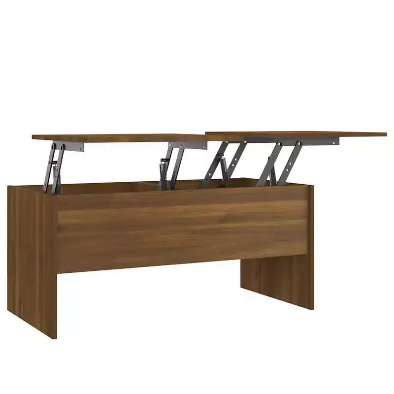 Coffee Table Brown Oak Engineered Wood Medium Hidden Compartments