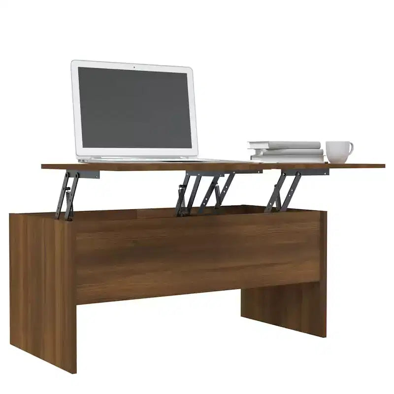 Coffee Table Brown Oak Engineered Wood Medium Hidden Compartments