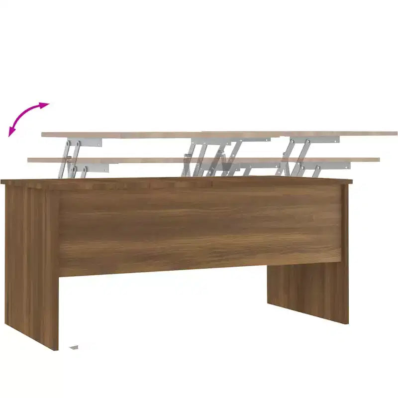 Coffee Table Brown Oak Engineered Wood Medium Hidden Compartments