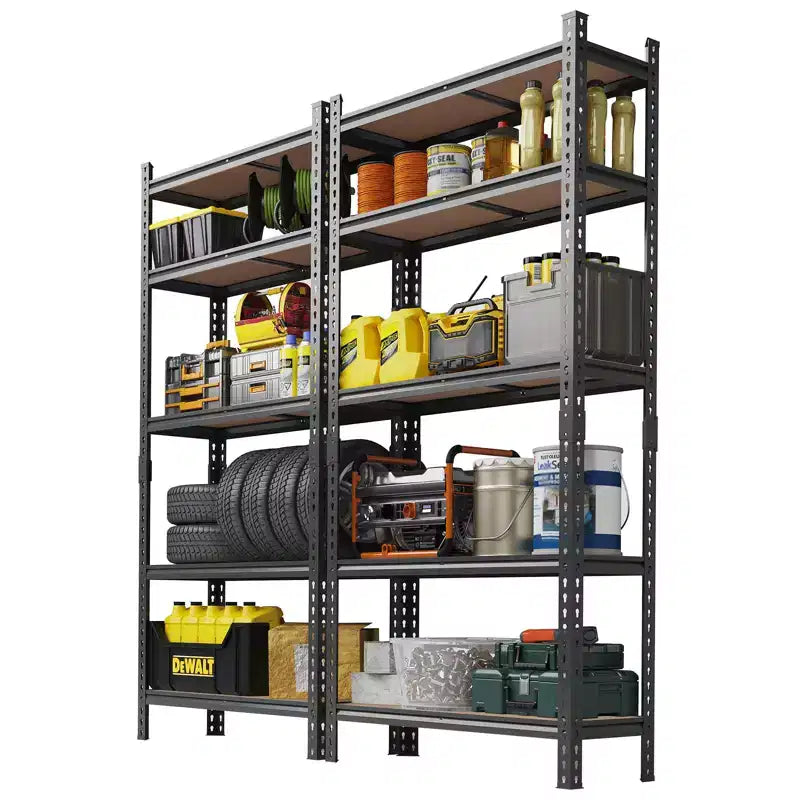 Storage Shelves 5 Tier Garage Shelving Heavy Duty Adjustable Metal Shelving Unit, Garage Shelves for Basement,Kitchen ,Black