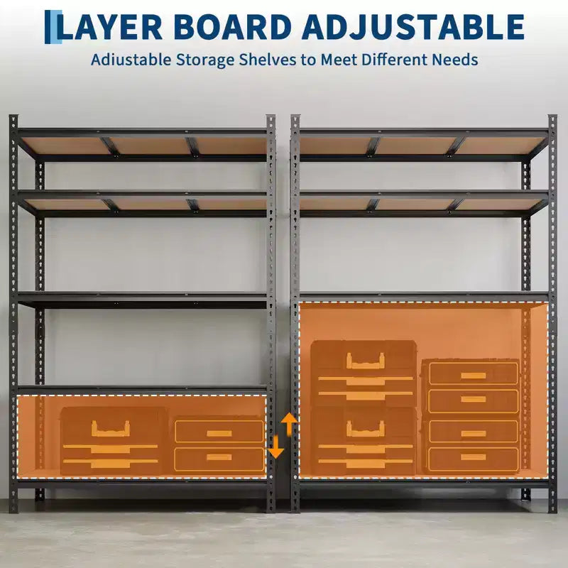 Storage Shelves 5 Tier Garage Shelving Heavy Duty Adjustable Metal Shelving Unit, Garage Shelves for Basement,Kitchen ,Black