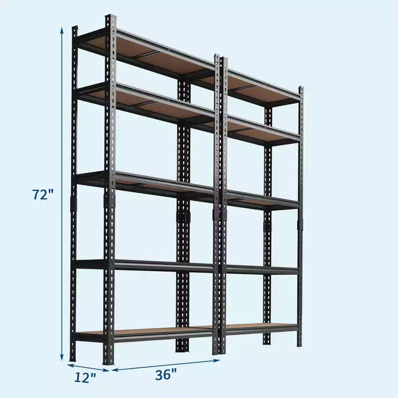 Storage Shelves 5 Tier Garage Shelving Heavy Duty Adjustable Metal Shelving Unit, Garage Shelves for Basement,Kitchen ,Black
