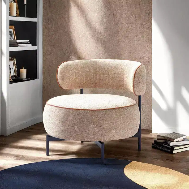 Simple Cute Round Barrel Chairs with Curved Backrest,Contemporary Style Reading Leisure Accent Chair for Bedroom,Living Room