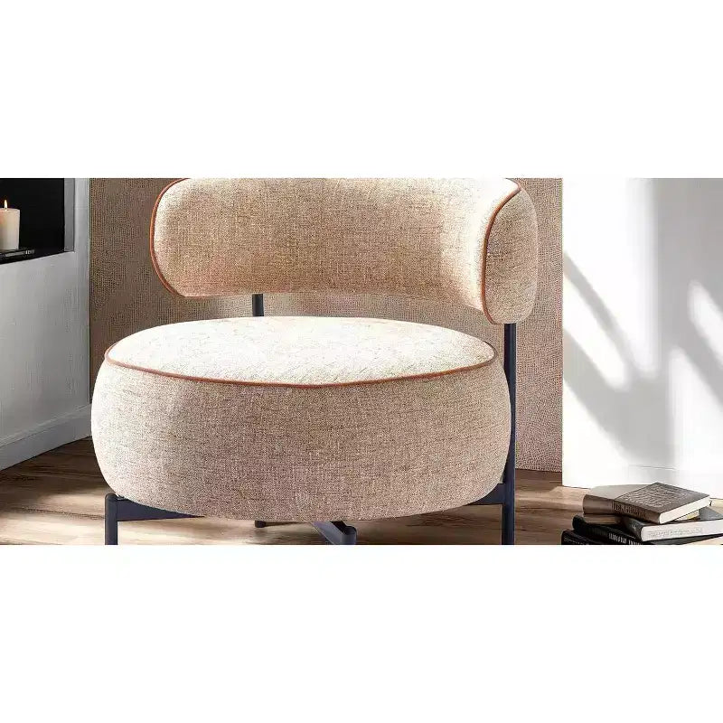 Simple Cute Round Barrel Chairs with Curved Backrest,Contemporary Style Reading Leisure Accent Chair for Bedroom,Living Room