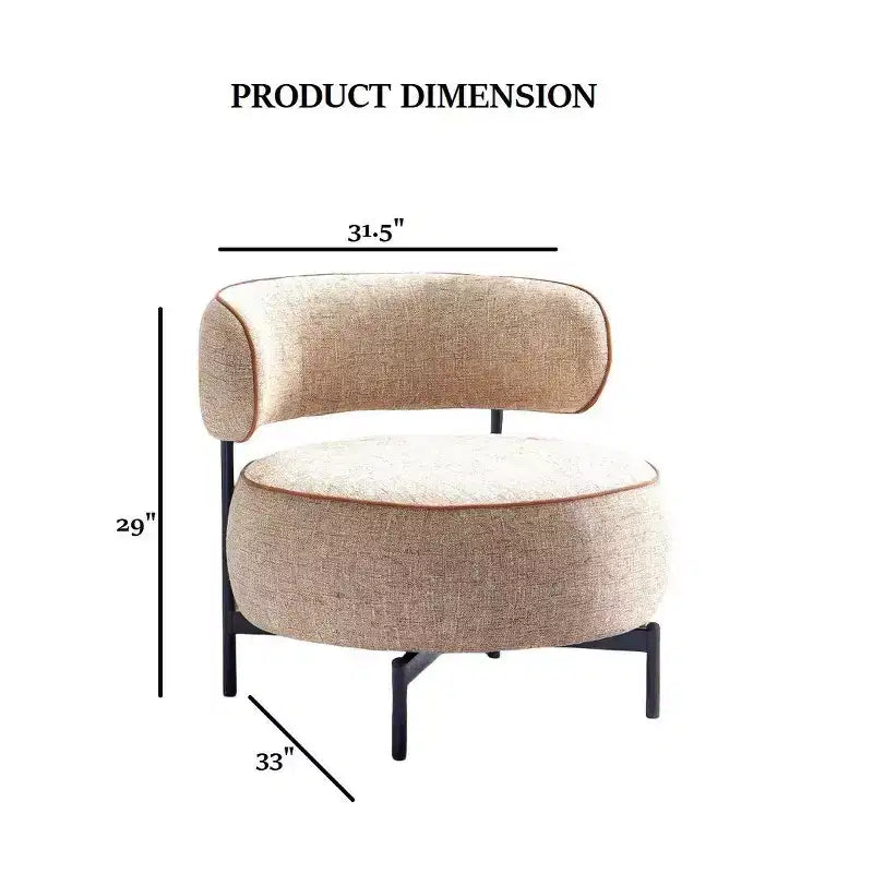 Simple Cute Round Barrel Chairs with Curved Backrest,Contemporary Style Reading Leisure Accent Chair for Bedroom,Living Room