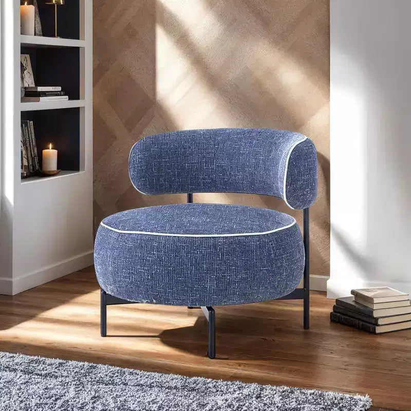 Simple Cute Round Barrel Chairs with Curved Backrest,Contemporary Style Reading Leisure Accent Chair for Bedroom,Living Room