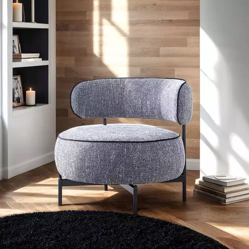 Simple Cute Round Barrel Chairs with Curved Backrest,Contemporary Style Reading Leisure Accent Chair for Bedroom,Living Room