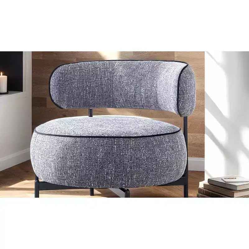 Simple Cute Round Barrel Chairs with Curved Backrest,Contemporary Style Reading Leisure Accent Chair for Bedroom,Living Room