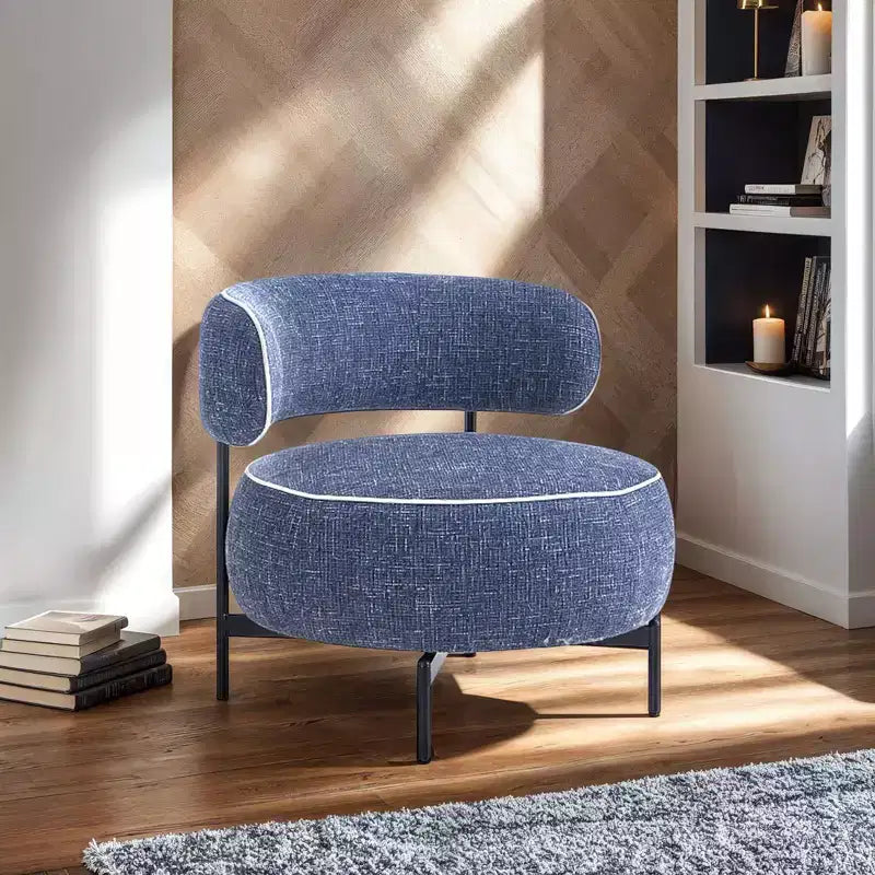 Okak Simple Cute Round Barrel Chairs with Curved Backrest,Contemporary Style Reading Leisure Accent Chair for Bedroom,Living Room