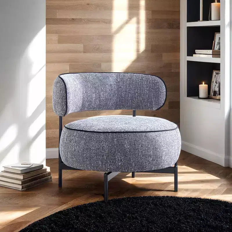 Simple Cute Round Barrel Chairs with Curved Backrest,Contemporary Style Reading Leisure Accent Chair for Bedroom,Living Room