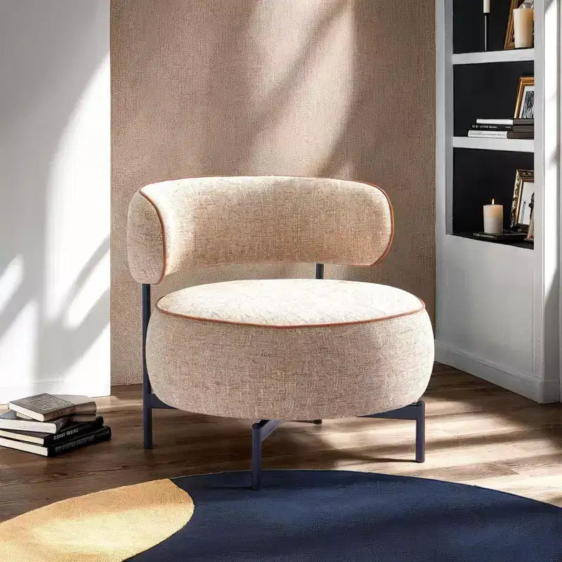 Simple Cute Round Barrel Chairs with Curved Backrest,Contemporary Style Reading Leisure Accent Chair for Bedroom,Living Room
