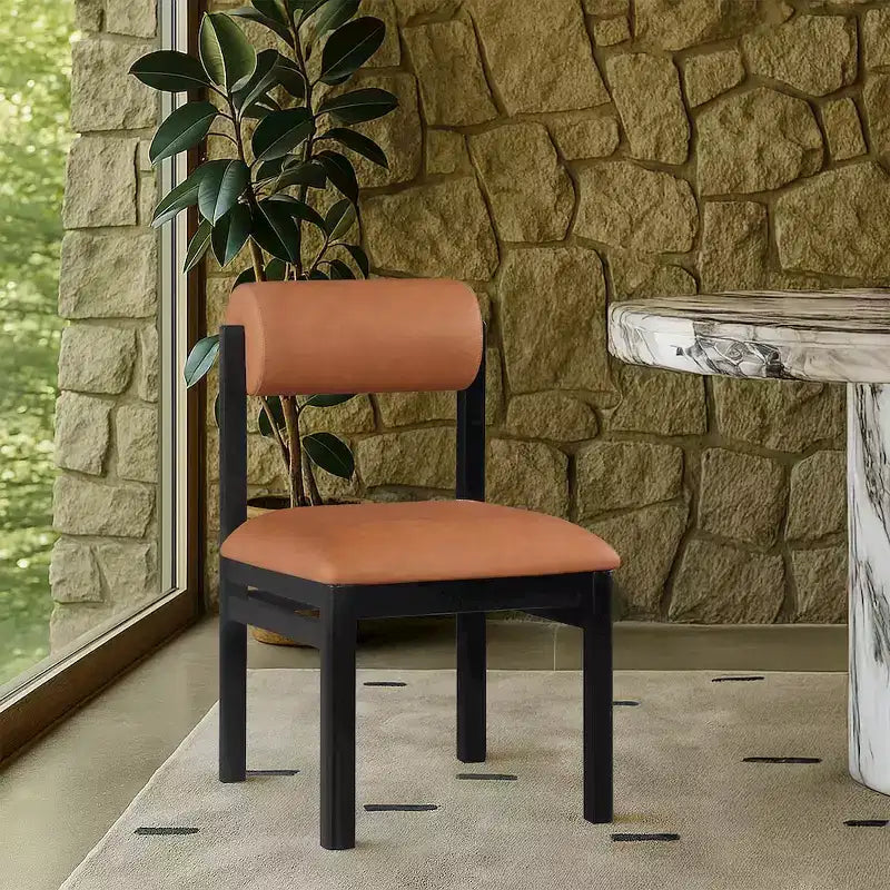 Vegan Leather Upholstered Dining Chair, Set of 2
