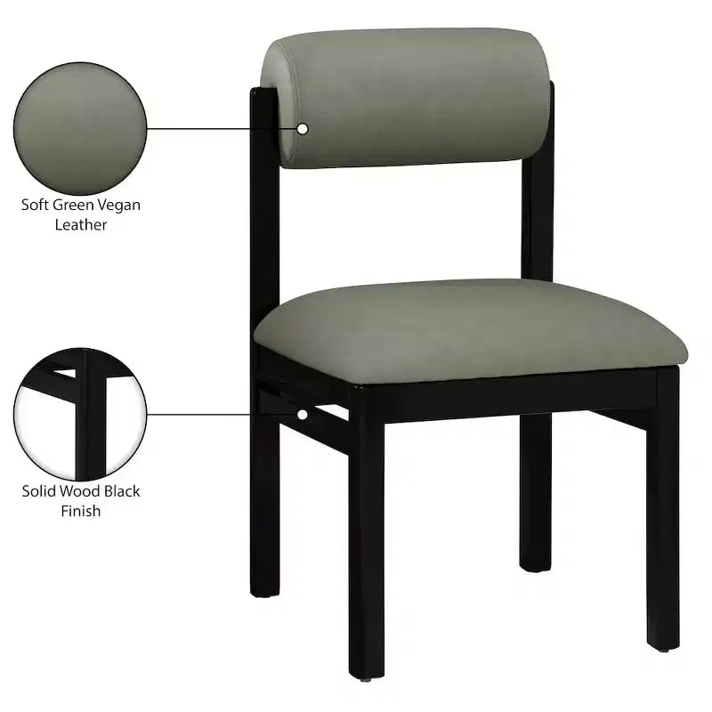 Vegan Leather Upholstered Dining Chair, Set of 2
