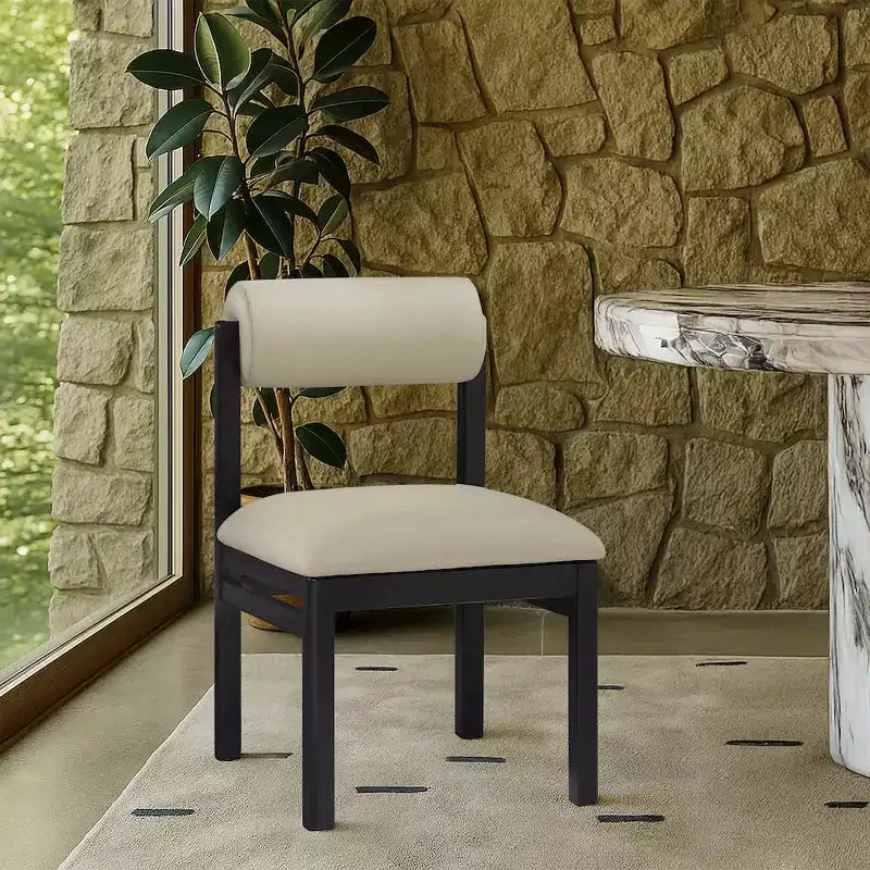 Vegan Leather Upholstered Dining Chair, Set of 2