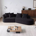 112-Inch khaki Chenille 4-Seater Extra Deep Wide Seat Curved Cloud Couch with 4 Throw Pillows, Combination Sofa Couch for Living Room