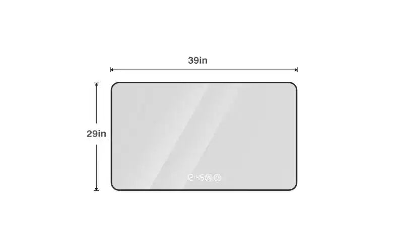 Wall Mount Bathroom Mirror with Round Corner, Defogging Vanity Mirror with Temperature Display, Wall Mirror for Bathroom