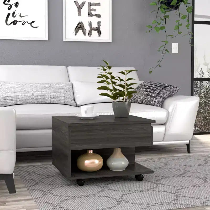Fun little toys brand Luanda Lift Top Coffee Table, Casters, One Shelf -Espresso