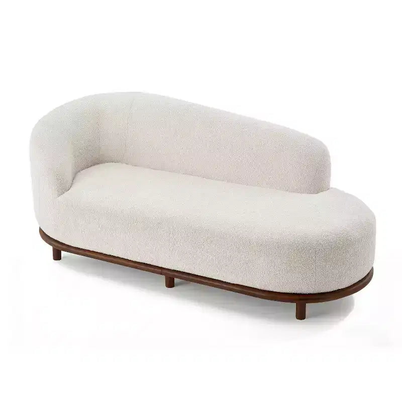 Chaise Lounge, Mid-Century Modern Sofa with Rubberwood Frame, Left-Facing Daybed for Living Room